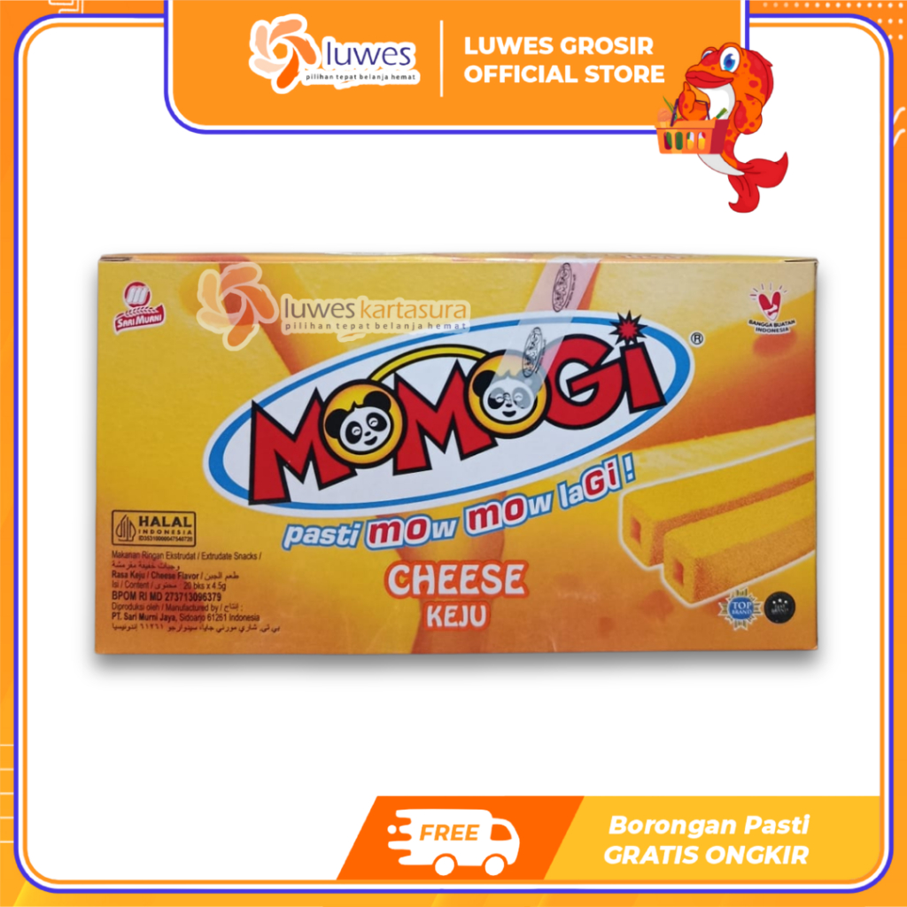 [GROSIR] Momogi Rasa Keju Snack Makanan Ringan Isi 20 Pcs Per Box Murah