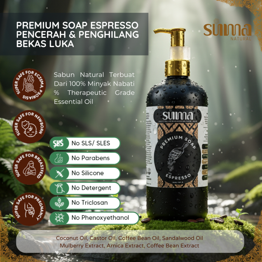 Suma Natural Premium Soap Espresso | Pencerah Kulit, Kulit Belang & Bekas Luka