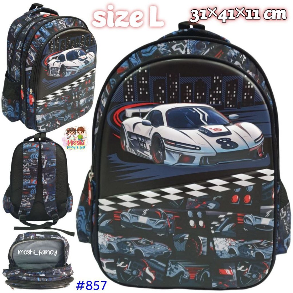 Tas Ransel Sekolah Anak Racing Car / Tas Sekolah Gendong Speed Car / School Bag Car / Tas Sekolah An