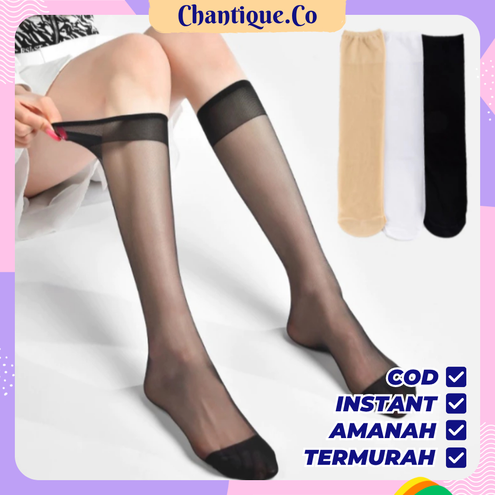 Kaos Kaki Stocking Wanita Tinggi Transparan Stocking Legging Lingerie Sexy