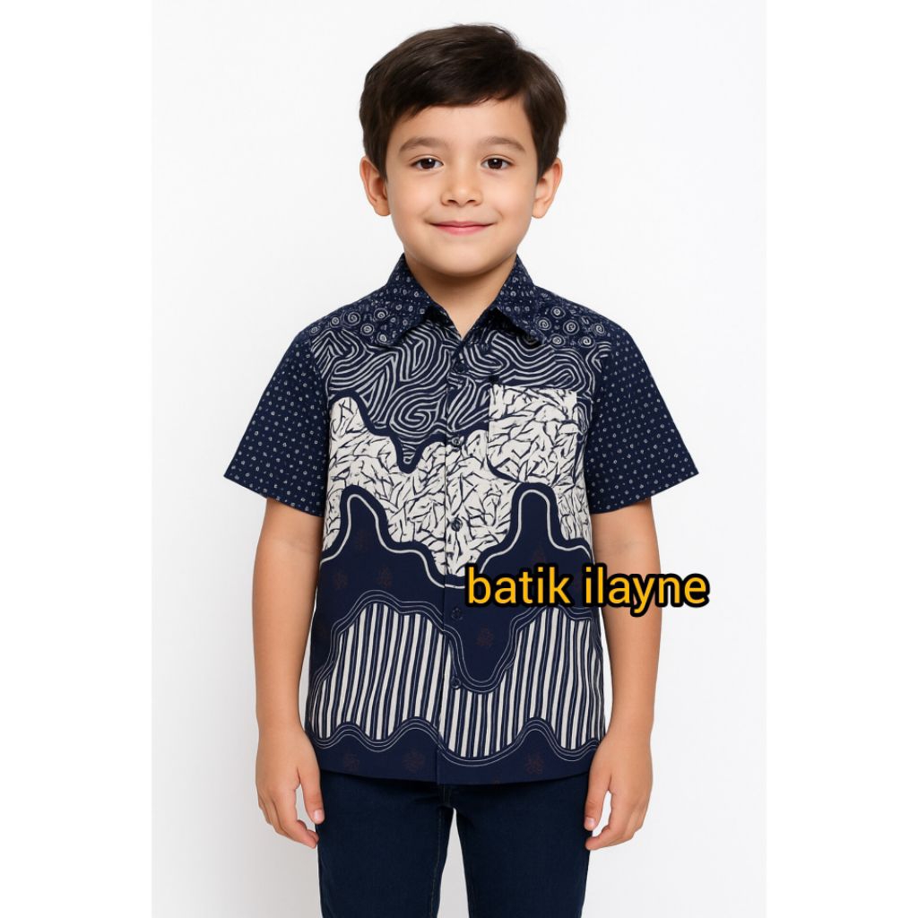kemeja batik anak cowok lengan pendek laki laki dewasa sekolah imlek acara formal murah fashion boy 