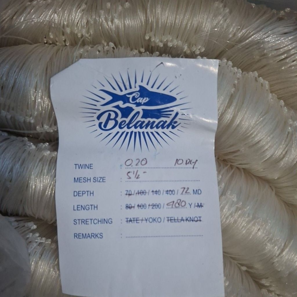 Jaring ikan gilnet 5,5 nchi ply10 72md/480yds yoko Jaring Ikan Kakap /Jaring Ikan melenium /Jaring I