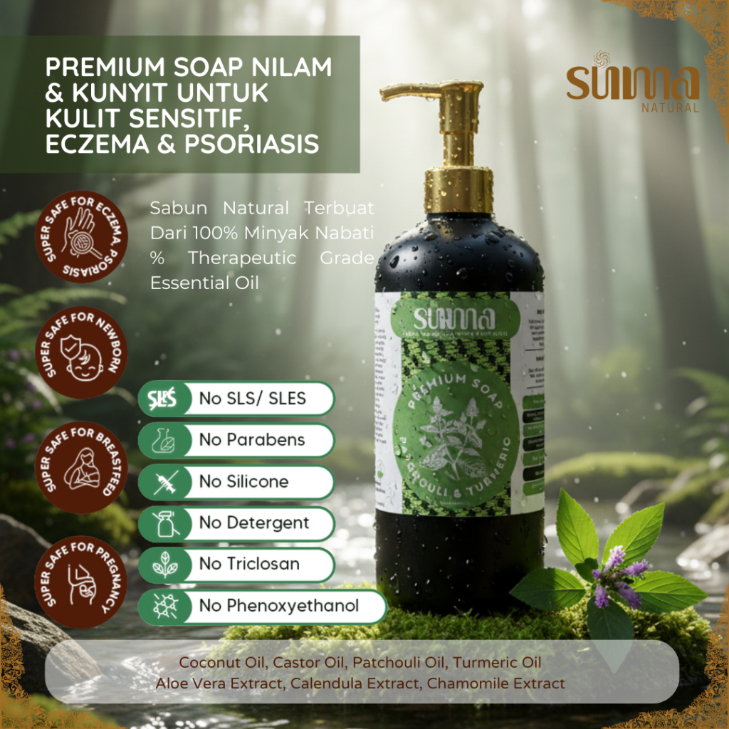 Suma Natural Premium Soap Patchouli | Kulit Sensitif, Eksim, Psoriasis & Ruam