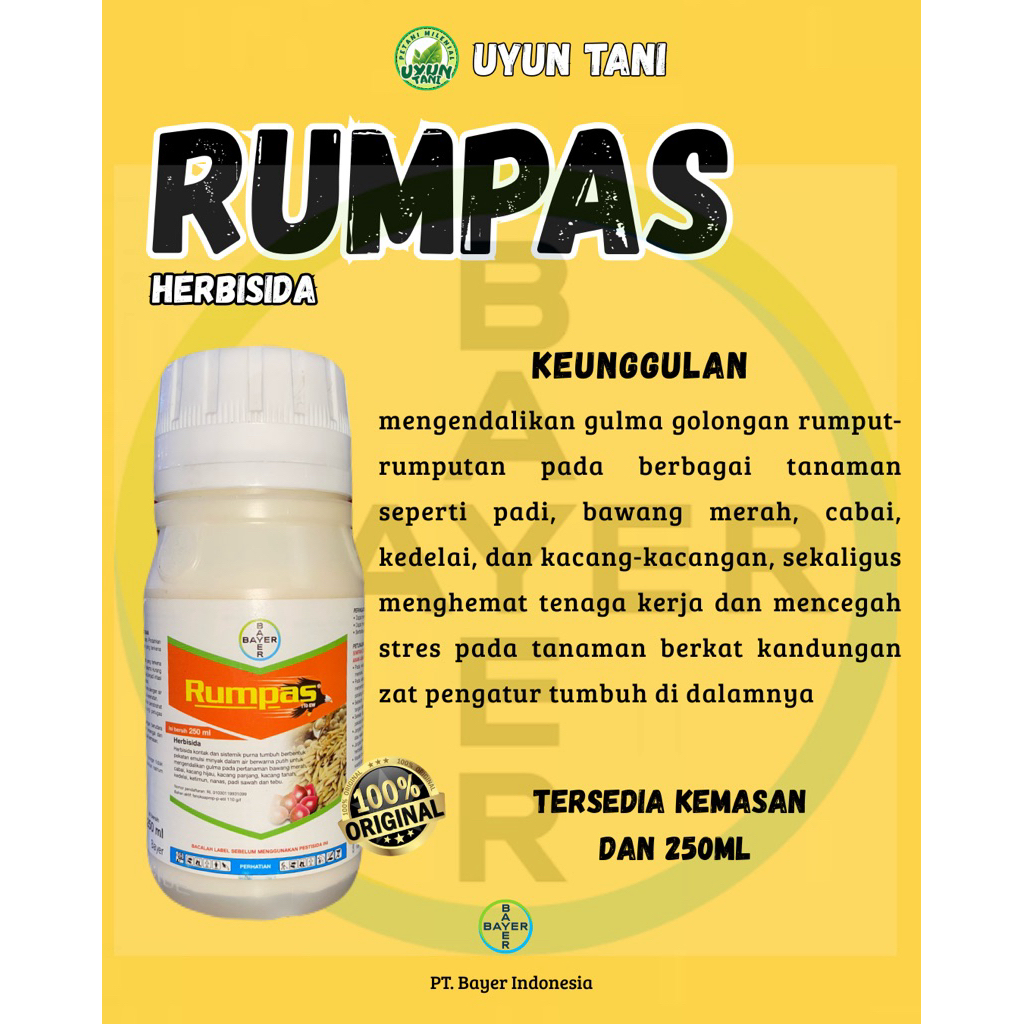 RUMPAS 110EW Herbisida 250ml Obat Rumput Padi , Bawang Merah , Kacang Hijau , Kacang Panjang , Kacan