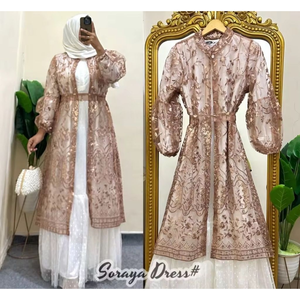 Soraya Dress Set Gamis Lebaran Pesta Dress Wanita
