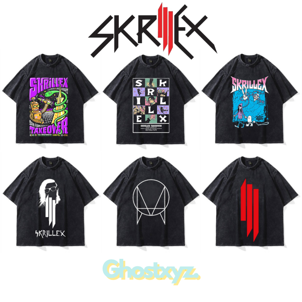 Ghostxyz T-Shirt Skrillex Wash Oversize Vintage Tee Baju Kaos