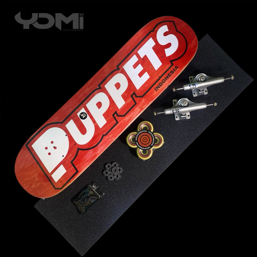 Fullset Puppets Skateboard OG Red Series ukuran 8.0 dan 8.25 | Rekomendasi Skateboard