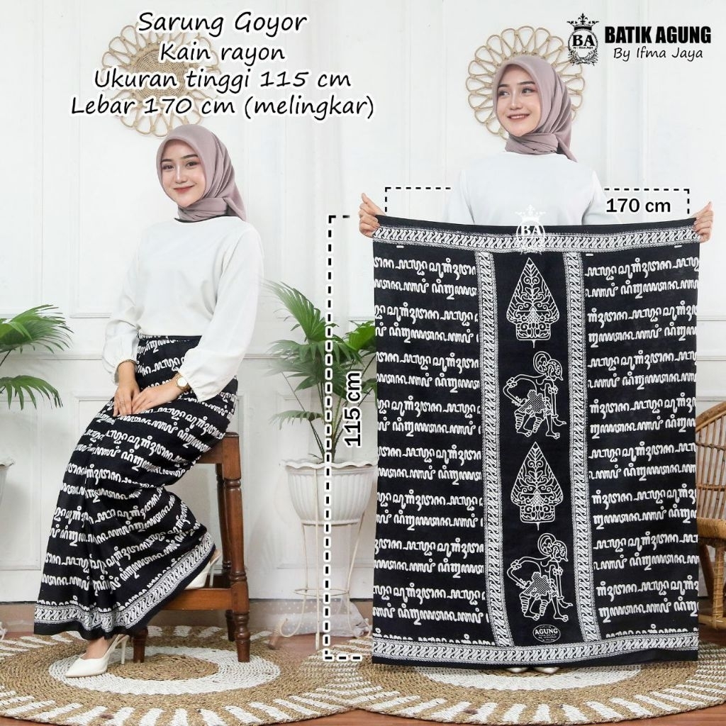 Sarung Goyor Wanita Motif Aksara Jawa Sarung Mbak Santri Sarung Goyor Wanita Sarung Batik Rayon Prem