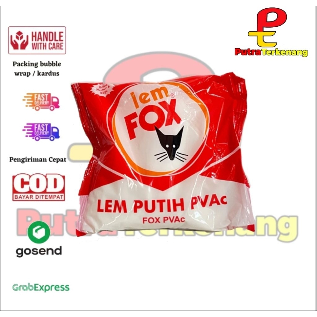 Lem Fox PVAc Putih Asli | Lem Kayu Serbaguna Kuat & Cepat Kering | Lem Fox Putih untuk Kayu, Kertas,