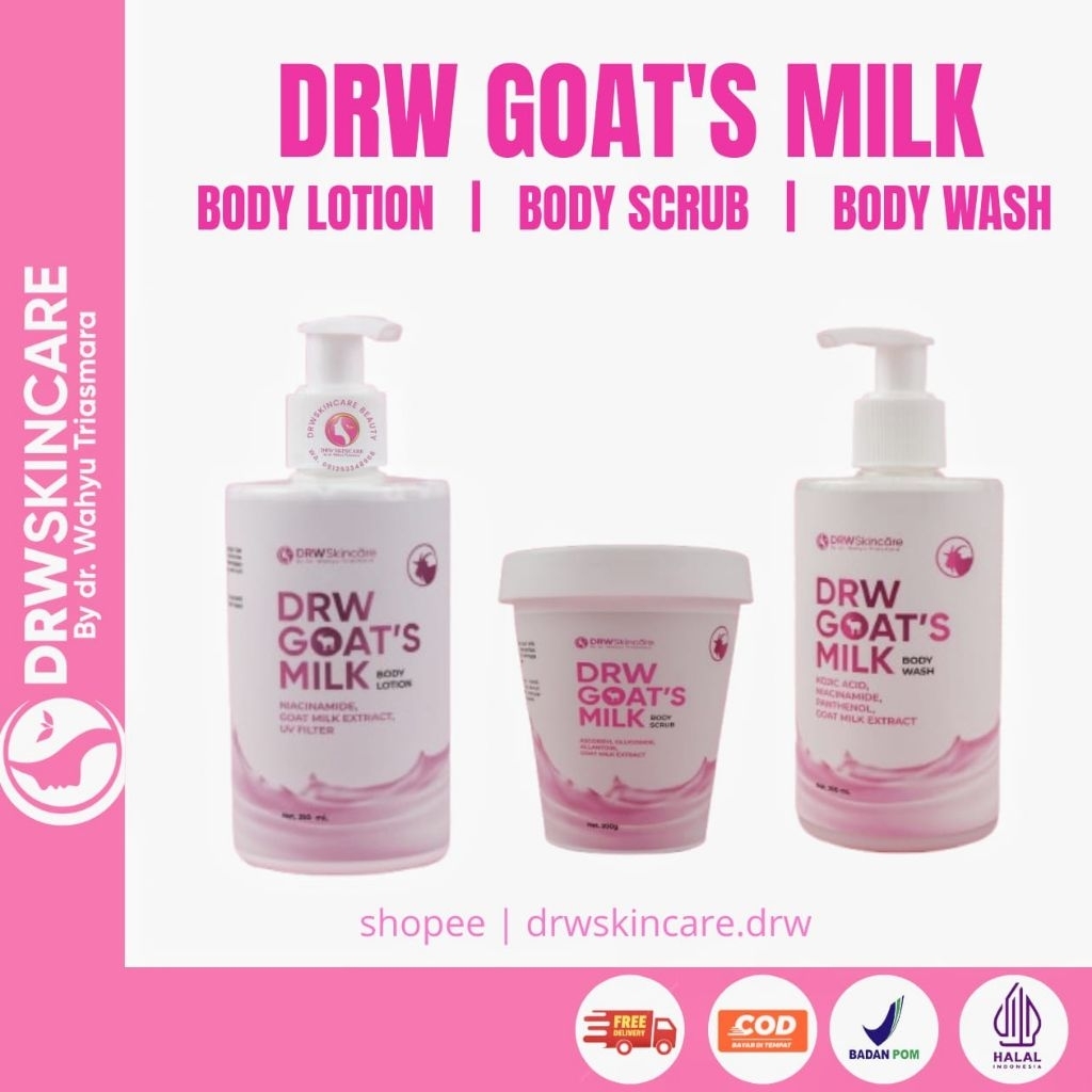 DRW Goat milk body lotion / body wash / body scrub brightening DrwSkincare bpom