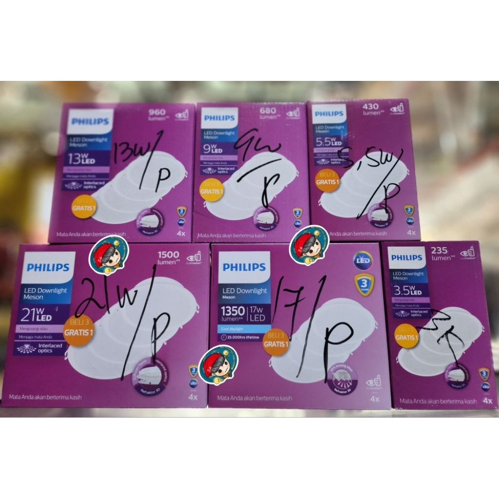 Paket 1 Kotak isi-4 Downlight LED Philips Meson Cool Daylight & WarmWhite