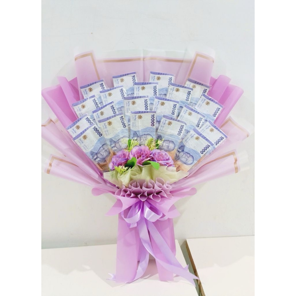 PREMIUM Buket Uang Tambah Bunga Termurah Bandung | Buket Uang | Buket Bunga | Buket Bunga Kaspea | B