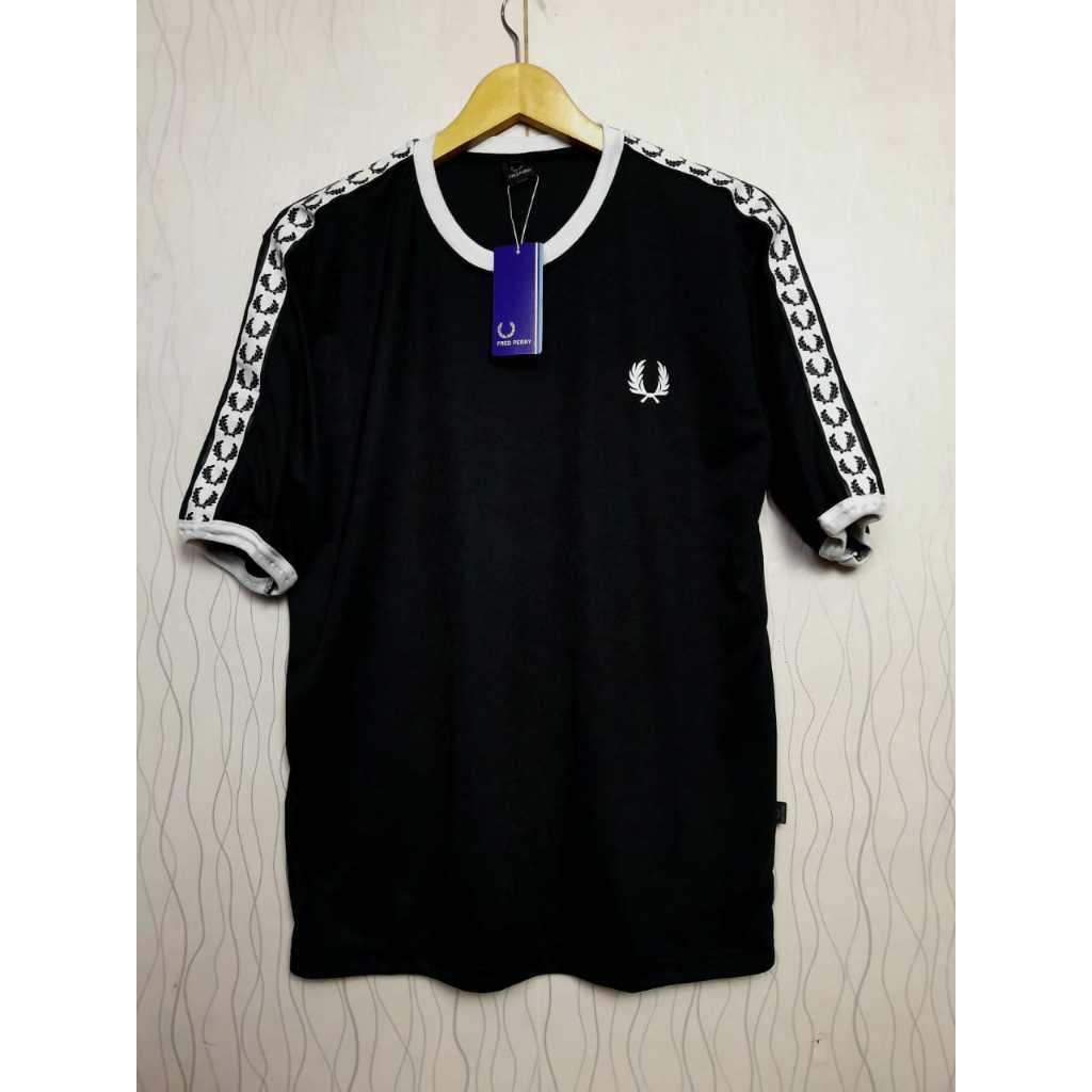 Freed Perry Tshirt Logo Simple Bahan Katun Premium 24s - Baju Pria Wanita Stripe Bahu Lengan Pendek 