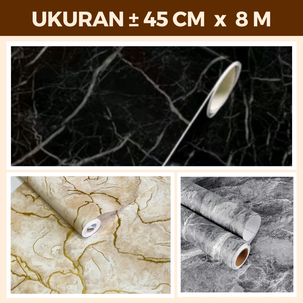 Sticker Wallpaper Dinding Interior Dapur Corak Marmer Mural Wolpaper Dindin Premium Waterproof