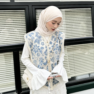 Delova Wardrobe - Hanum Vest Rompi Brukat Bordir Modern Wanita