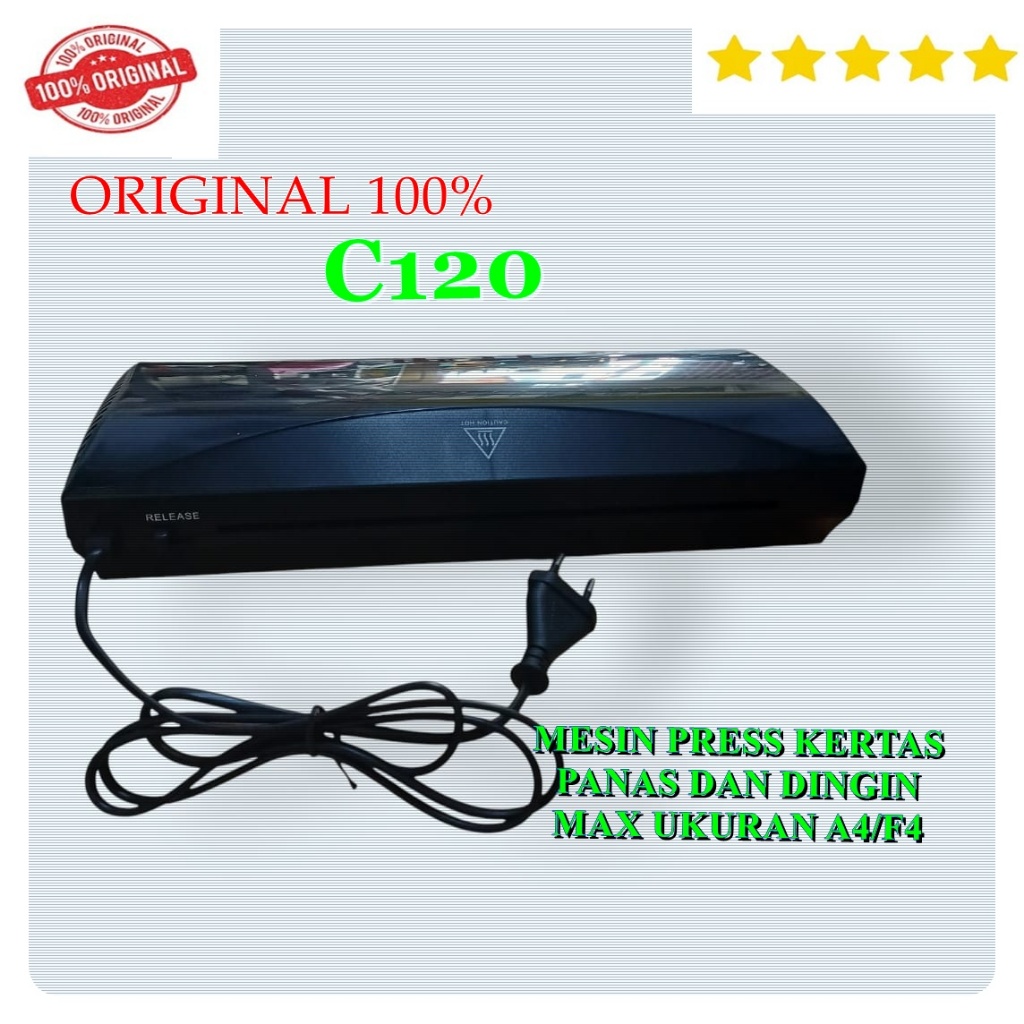 C120 ORIGINAL 100% MESIN LAMINATOR LAMINATING PRESS KERTAS PLASTIK PRES DOKUMEN  PANAS DINGIN MAX UK
