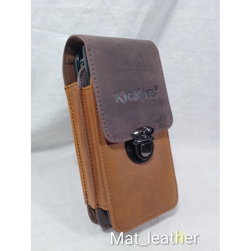 Dompet Hp Pinggang Pria 2 Slot Kulit Asli Crazy Horse