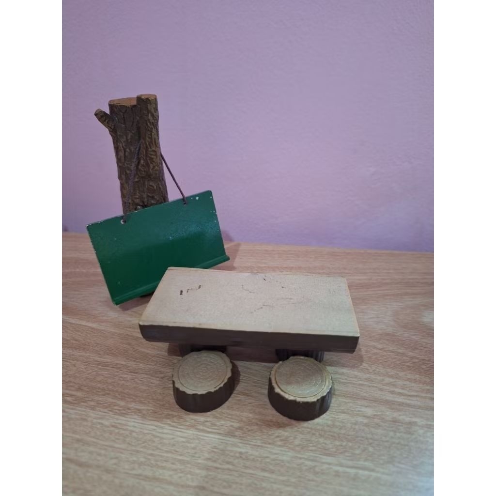 Vintage Sylvanian Families Outdoor School Set Log Table and Tree