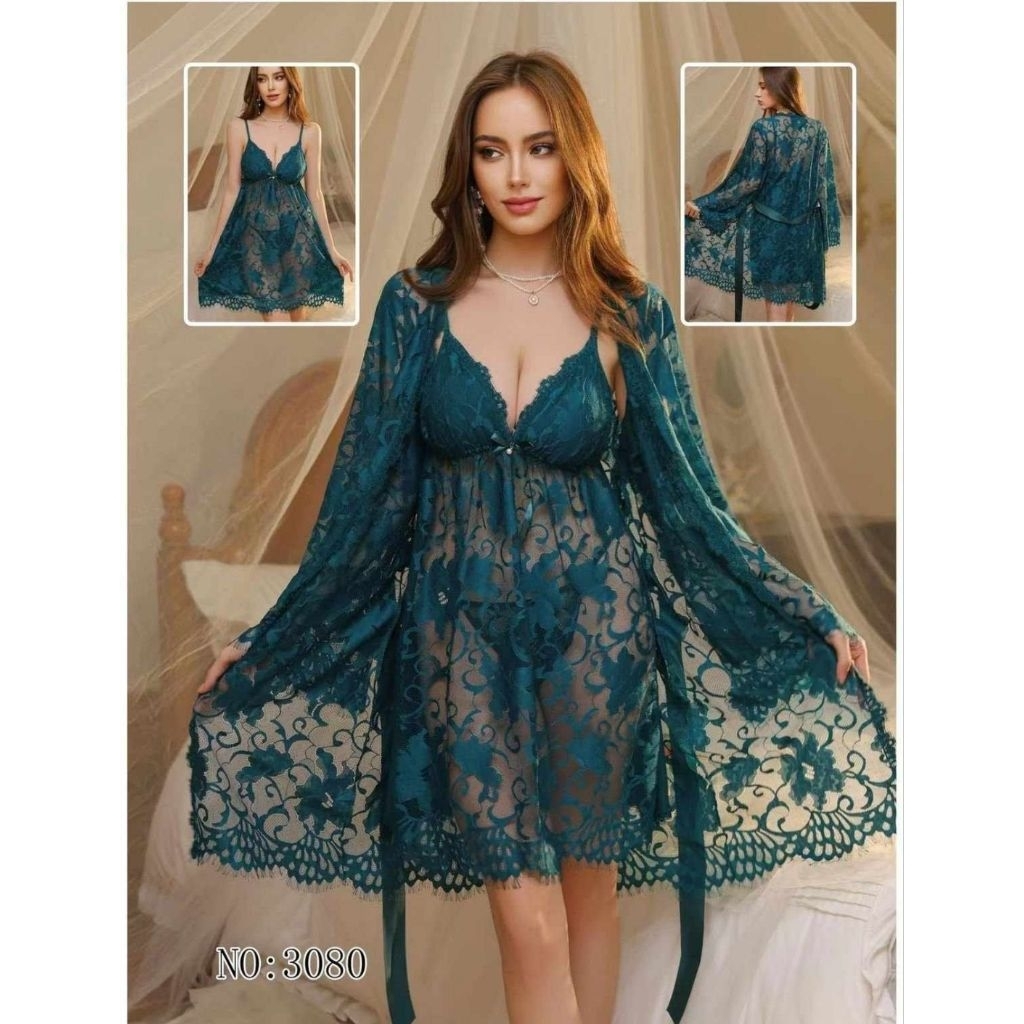 Kimono full brukat+Lingerie+Jistring/Seserahan/Nikah/Kado/Sangjit