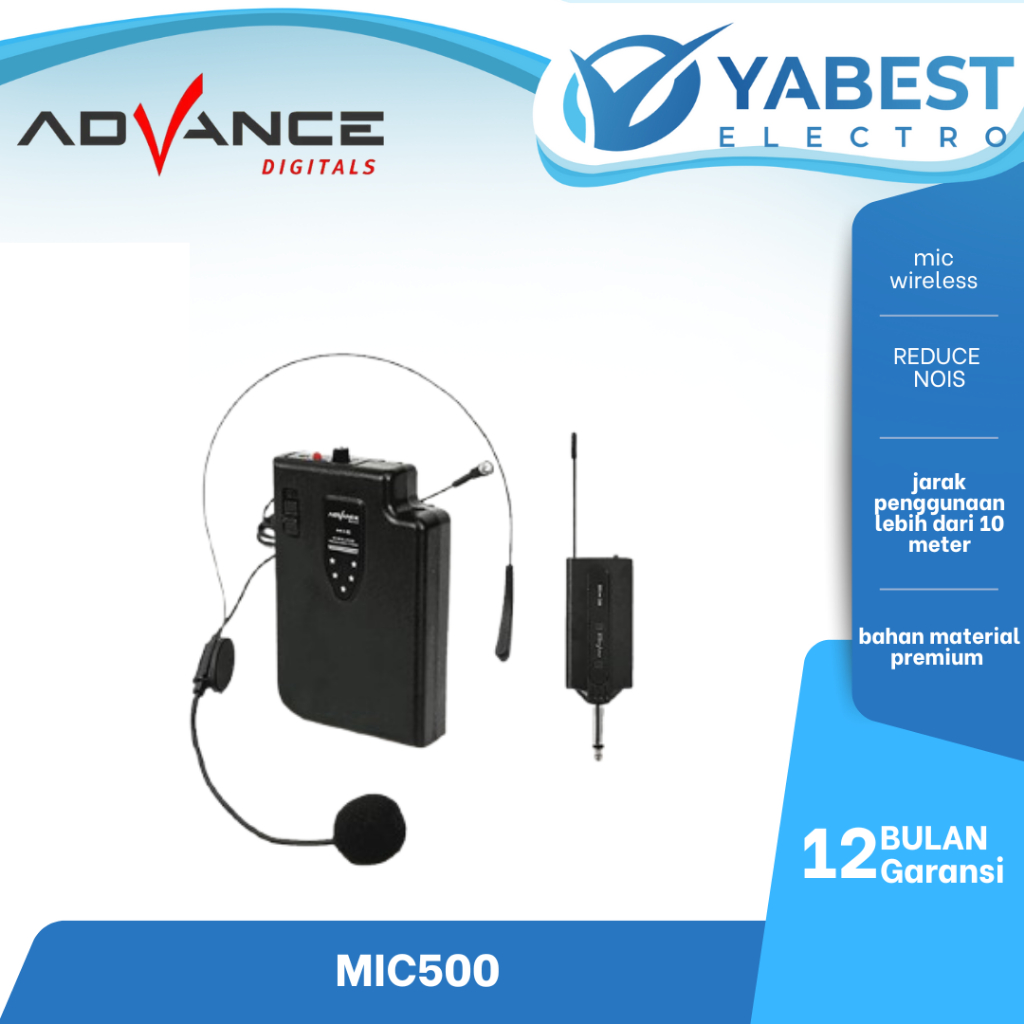Mic Bando Wireless Advance Mic-500 Mic Bando Wireless Mic Clip On / Microphone Eksternal
