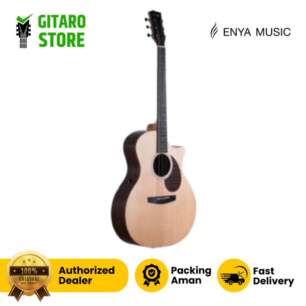 Gitar Akustik Elektrik Gitar Enya X1 Pro Max Ega Sp1eq Natural + Effect