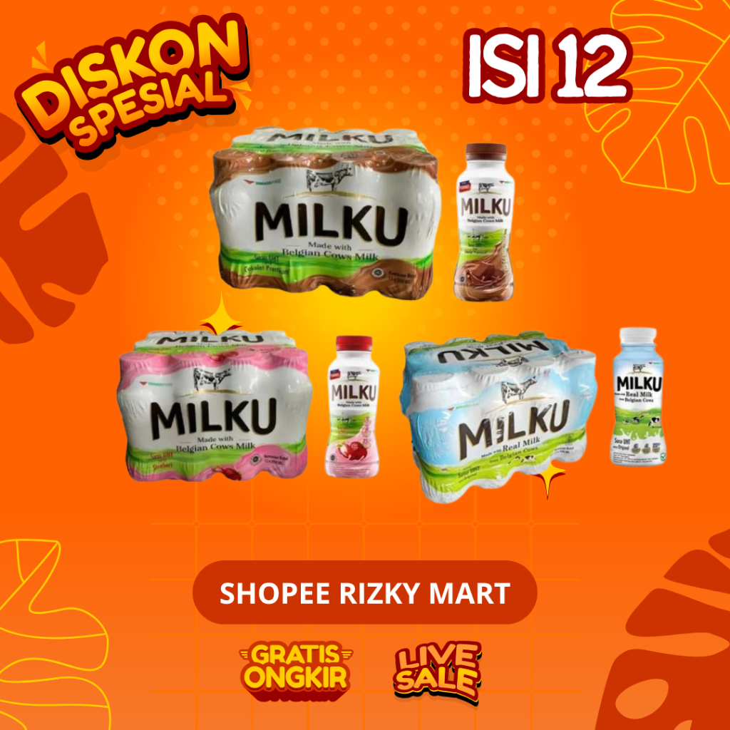 MILKU COKLAT ORIGINAL STROBERI 200ML 1 PACK ISI 12 BOTTLES / Milku 1 Dus Original