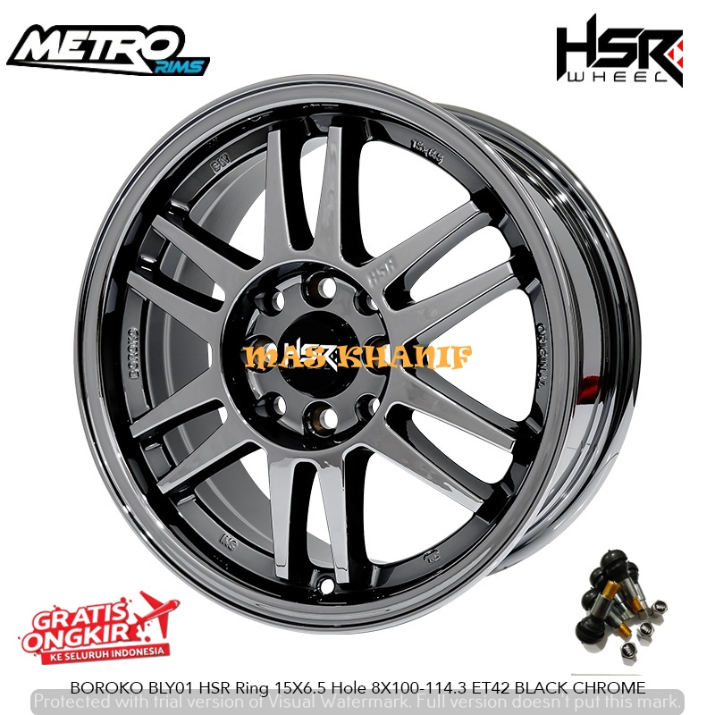 VELG HSR RPF1 BOROKO BLY01 BLACK CHROME UNTUK MOBIL BRIO AGYA AVANZA XENIA GRAN LIVINA RING 15 R15