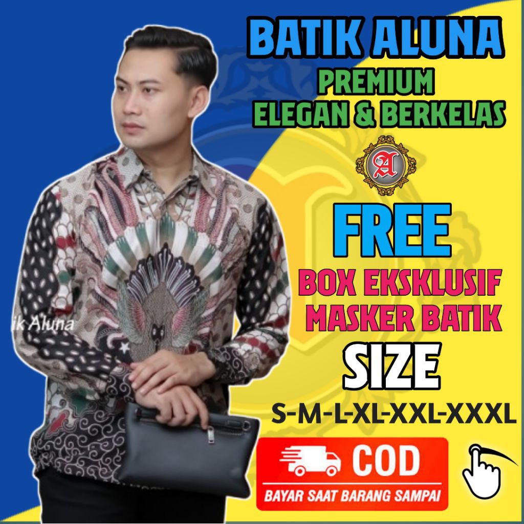 Baju Batik Pria Premium Lengan Panjang Modern Slim Fit  Slimfit Full Furing  Pendek Kemeja  Prabusen