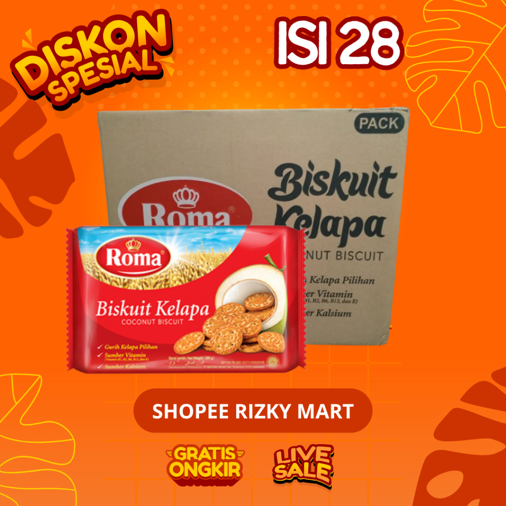 Roma Biskuit Kelapa 1 Dus Isi 28 Pack harga grosir