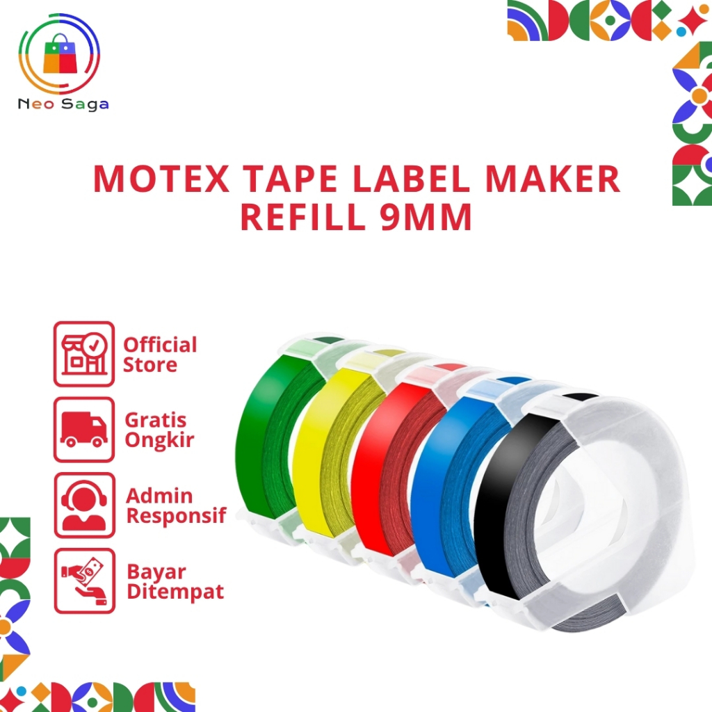 TAPE LABEL MAKER DYMO MOTEX CIDY REFILL 9MM
