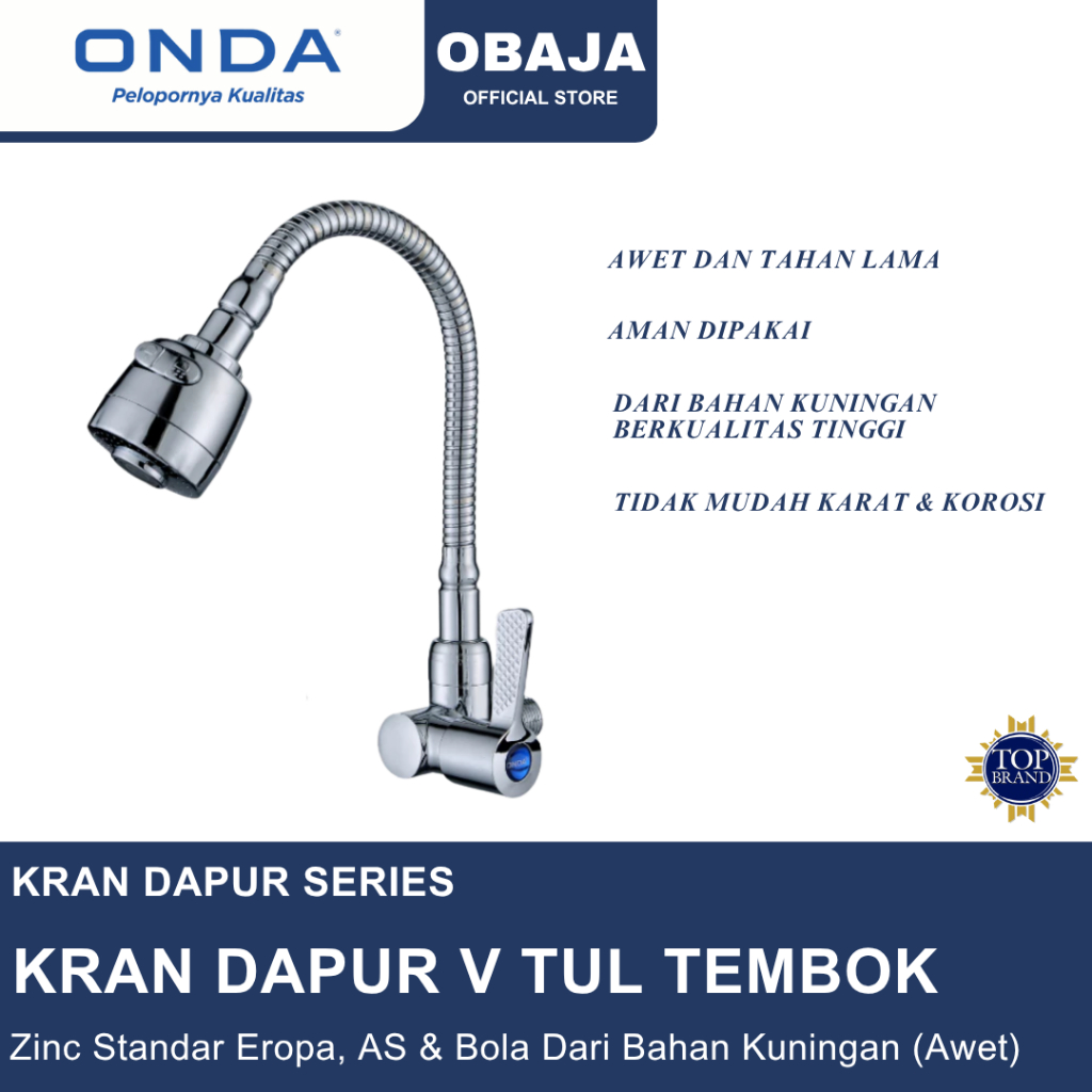 Onda Kran Dapur V Tul Tembok Onda / Kran Cuci Piring Model Angsa V Tul Tembok Onda