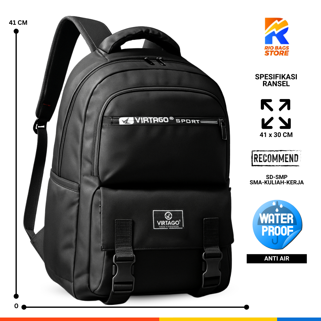 Tas Ransel Virtago/ Tas Ransel Virtago SD-SMP-SMA/Tas Ransel Sport Virtago Sekolah Kerja Unisex