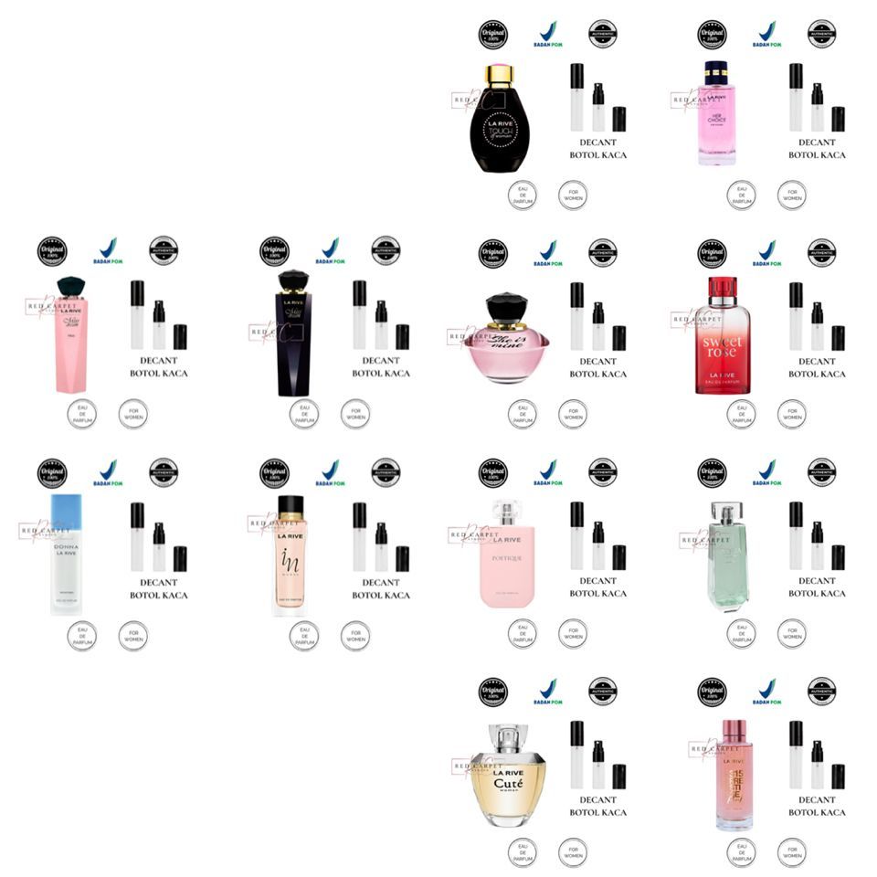 DECANT / SHARE / TESTER LA RIVE TOUCH OF WOMAN/ LA RIVE HER CHOICE/ LA RIVE MISS DREAM/ LA RIVE SHE 