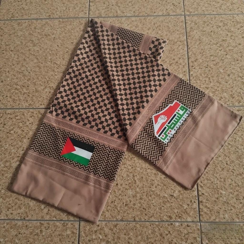 SYAL BATIK PALESTINA,JARING PUTIH,SCARF LEHER UNISEX,PRIA-WANITA