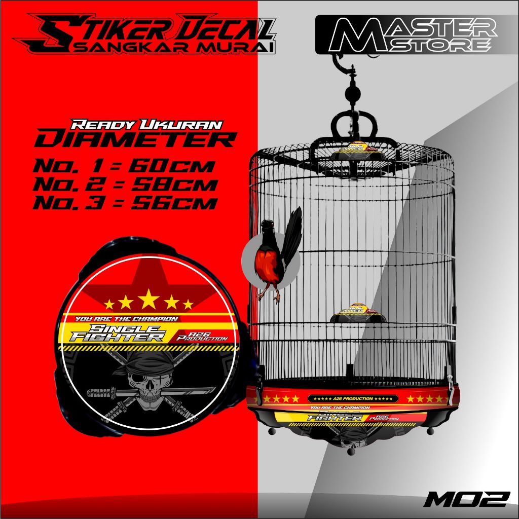 Setiker decal sangkar burung murai, kosan, sangkar bulat custom bahan high quality