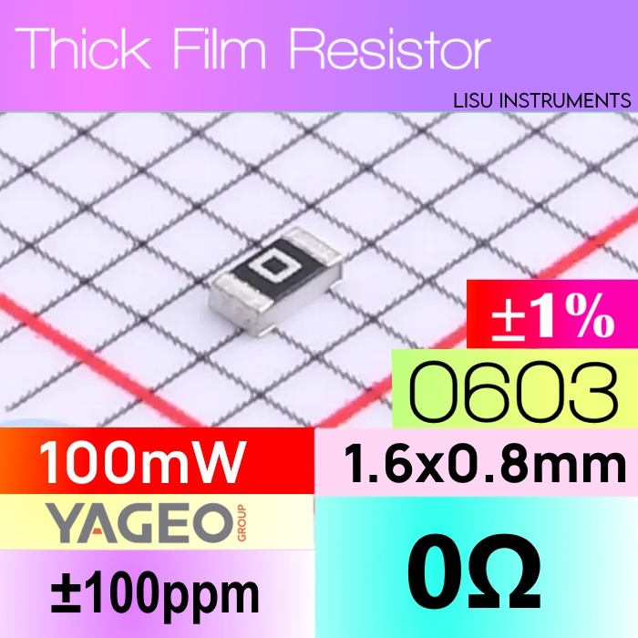 0R 0603 ±1% 100mW Thick Film Resistor 0Ω 0 JUMPER YAGEO RC0603FR-070RL