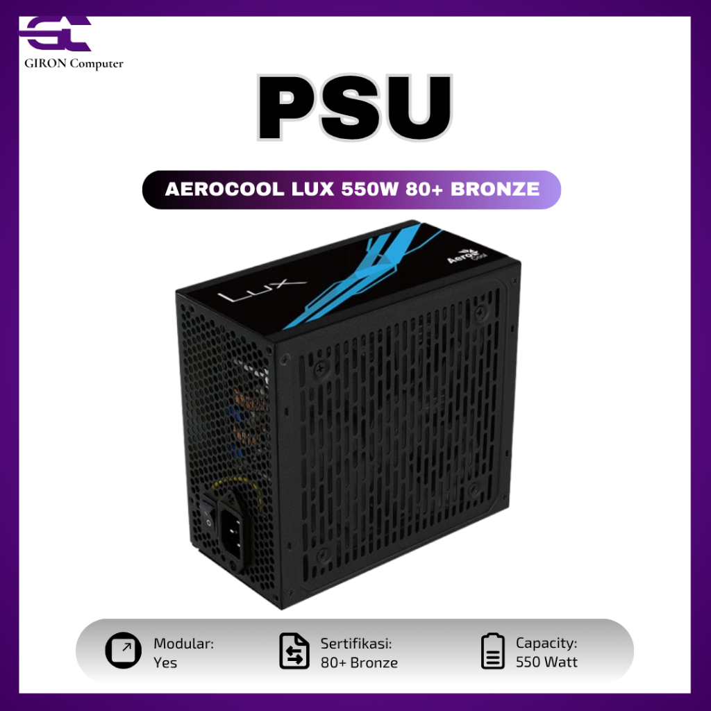 Aerocool LUX 550W PSU Powersupply 80+ BRONZE Aerocool Lux 550 Watt Bronze