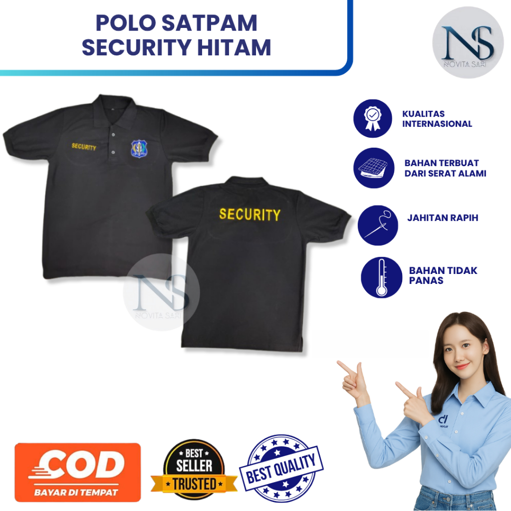 Baju Polo Satpam Security Hitam || Seragam Baju Polo Security || Polo Satpam || Polo Satpam Hitam