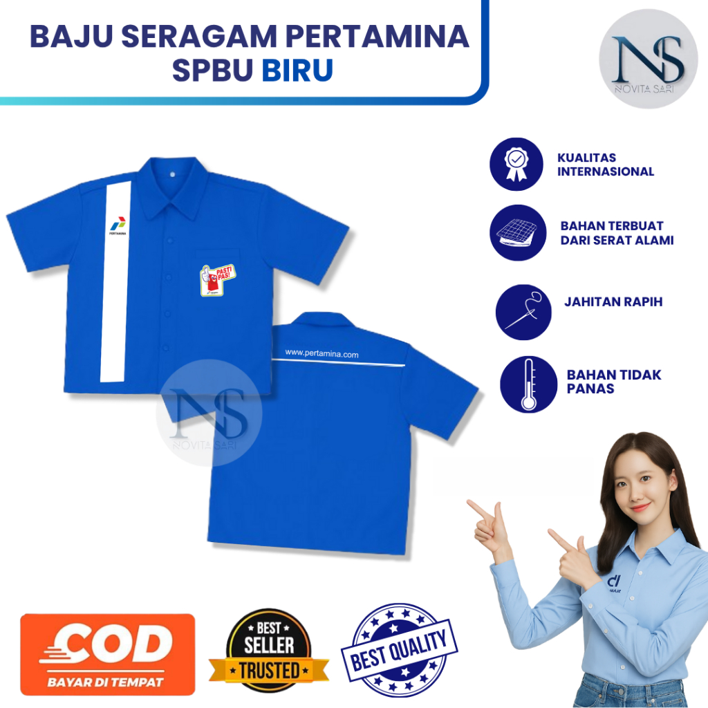 Baju Pertamina Biru | Baju Spbu | Seragam Spbu Biru | Seragam Pertamina