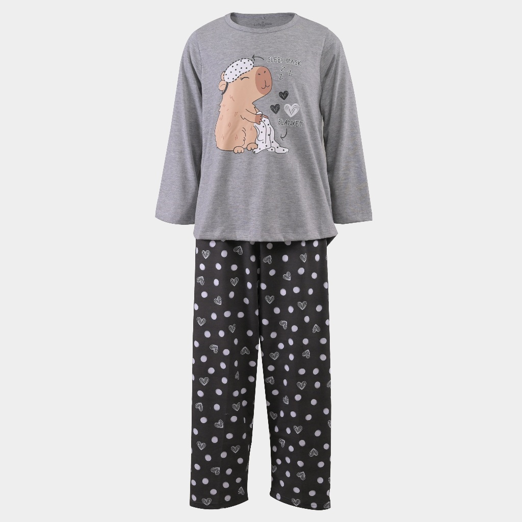 Rambla - Lolly & Noe Setelan Piyama Lengan Panjang Anak Perempuan Sleep Capybara