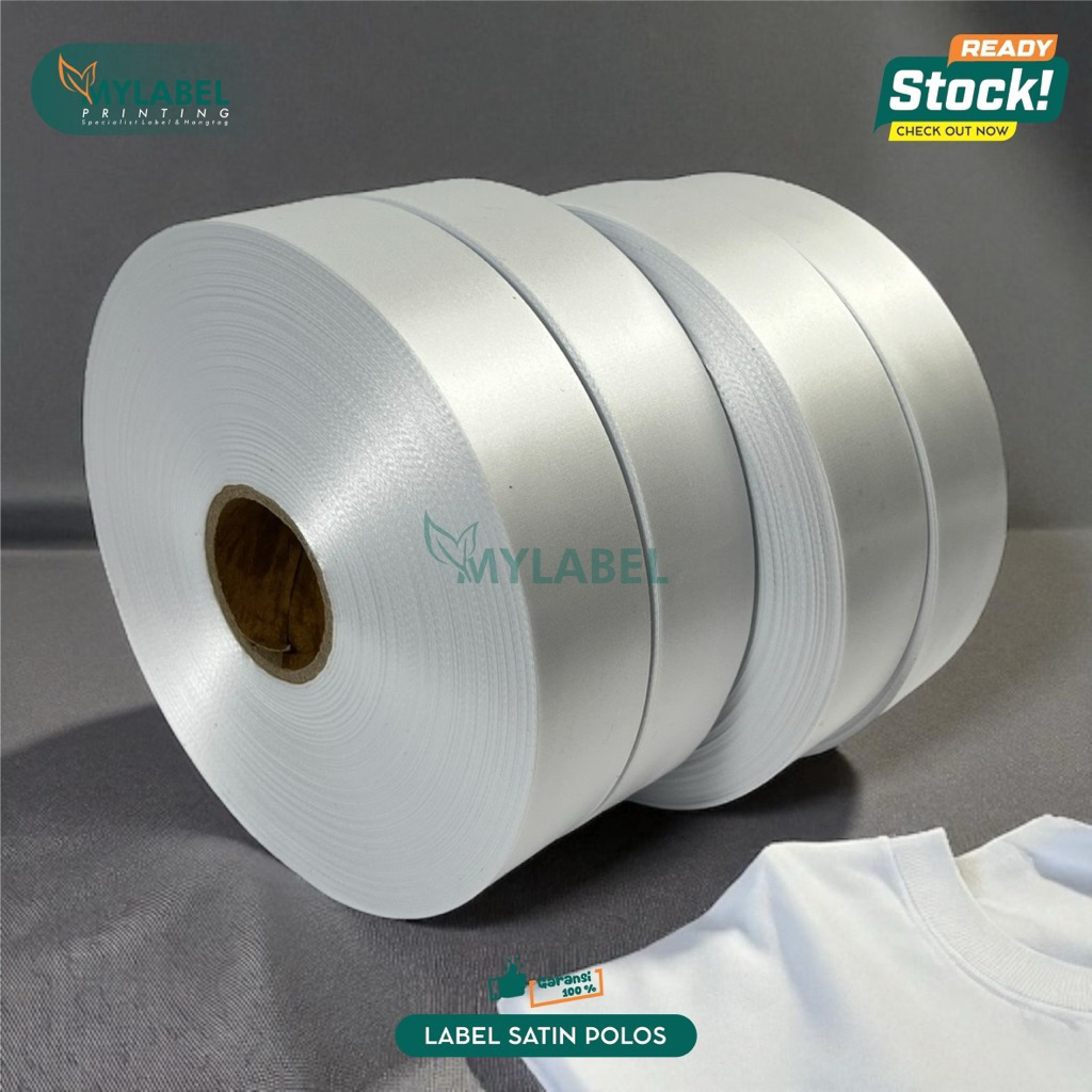 READY STOK Bahan satin lokal polos, pita satin polos pita label polos