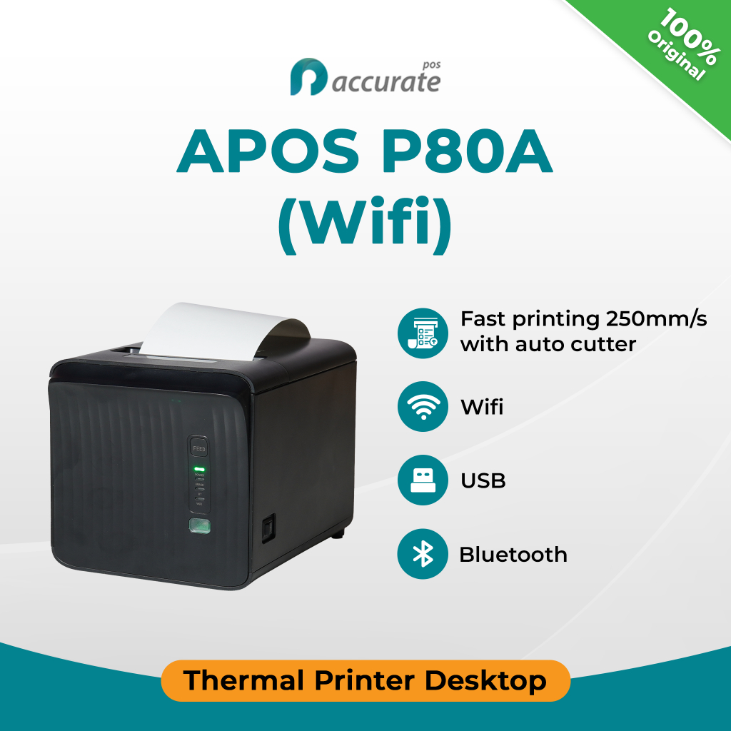 Thermal Printer WiFi + Bluetooth + USB / Printer Kasir WiFi APOS P80A