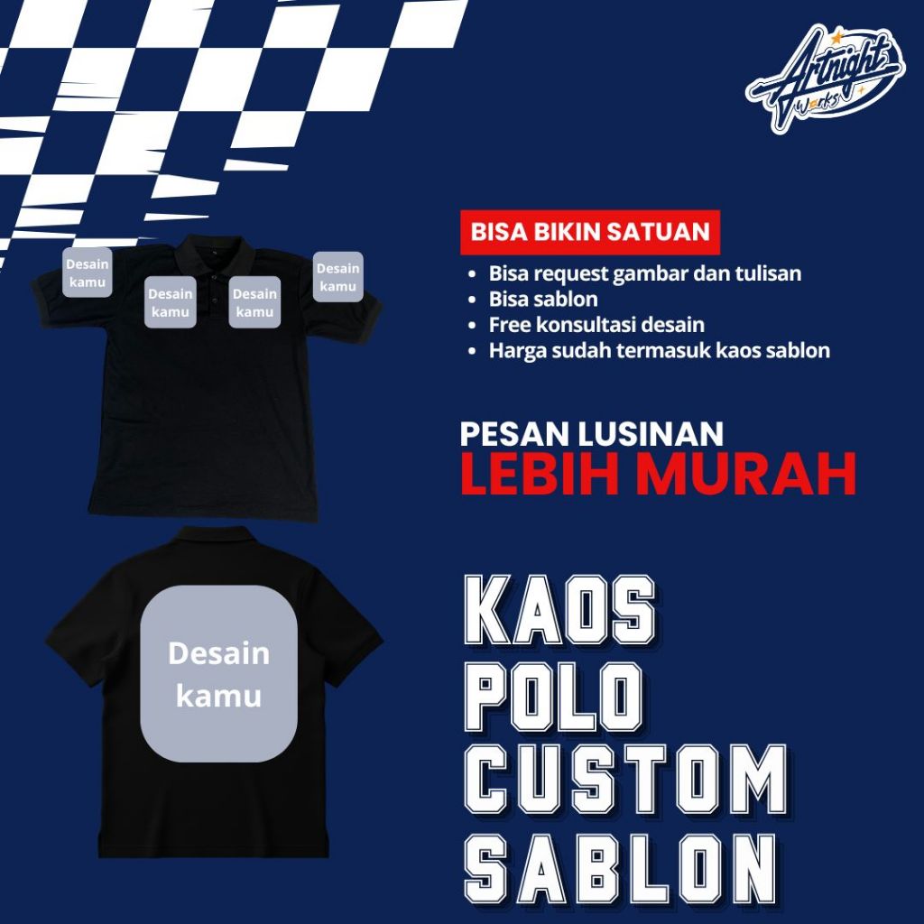 KAOS POLO SABLON BORDIR / KAOS KERAH POLOSHIRT / BAJU POLO SABLON CUSTOM / KAOS KERAH KAOS SERAGAM