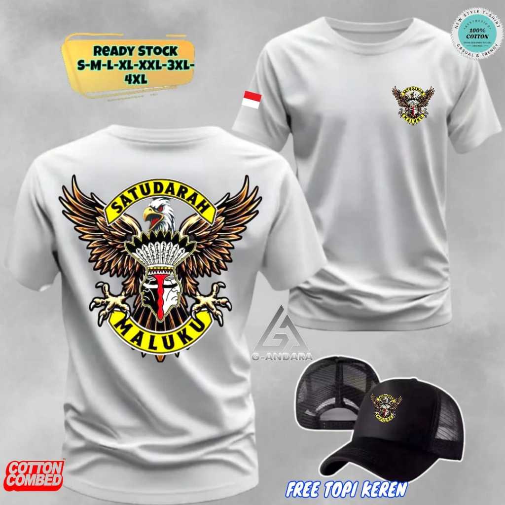 KAOS SATU DARAH MALUKU READY LENGAN PENDEK DAN LENGAN PANJANG BONUS TOPI