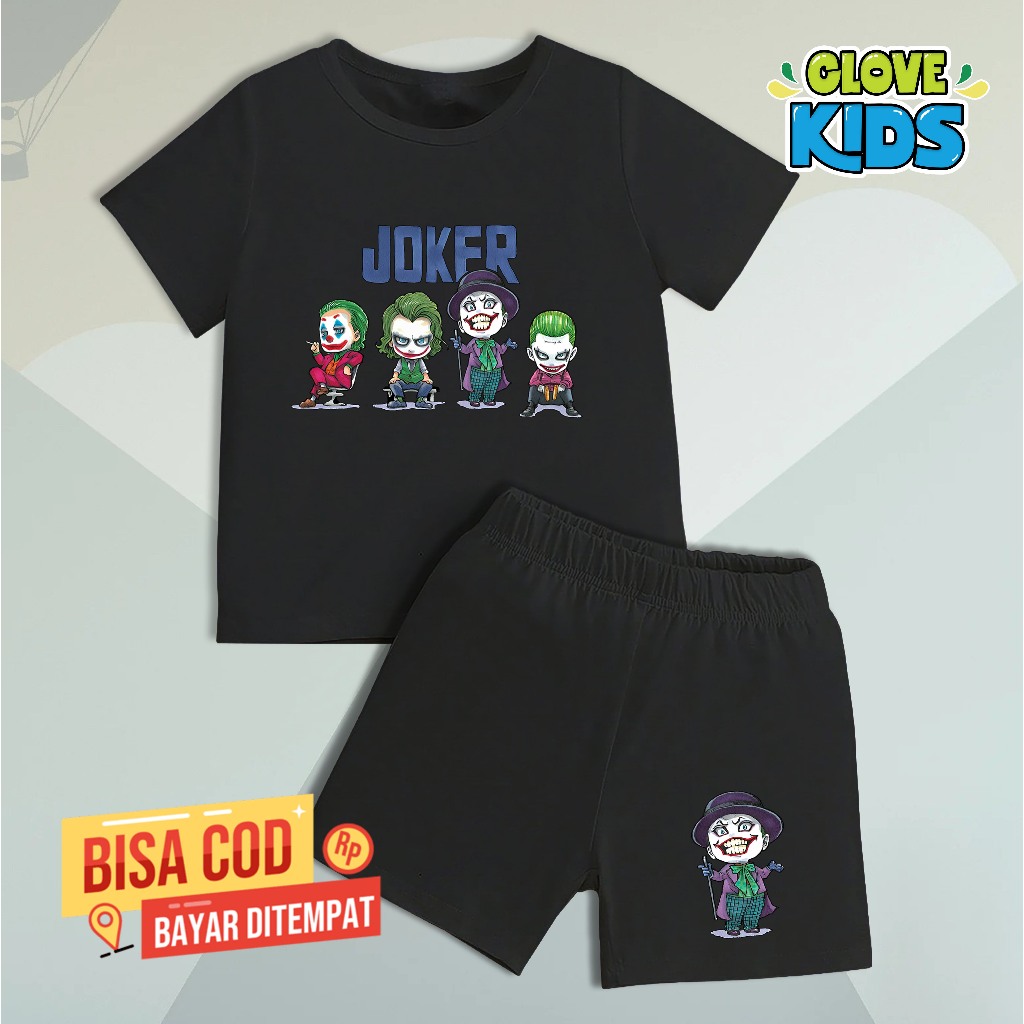 Kaos Setelan Anak Motif Joker Baju 1 Stel Motif Joker Kaos anak Joker