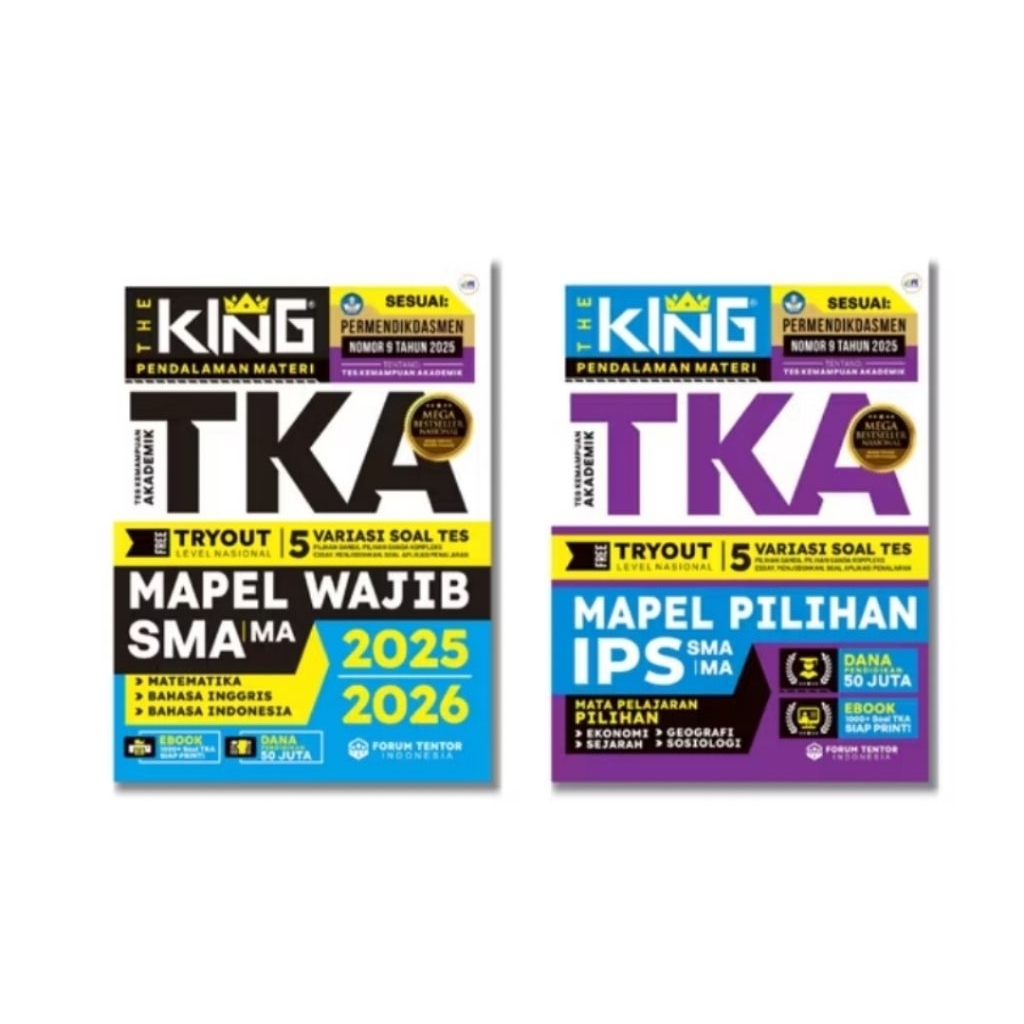 Buku the king materi +bank soal TKA SD/Mi, SMP/Mts, SMA/Ma IPA IPS TAHUN 2025- 2026.