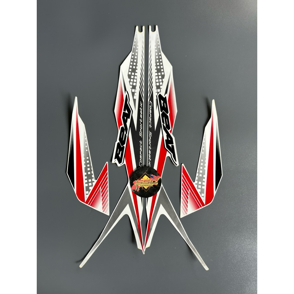 STRIPING STIKER BEAT FI 2020 PUTIH LIS MERAH ORIGINAL