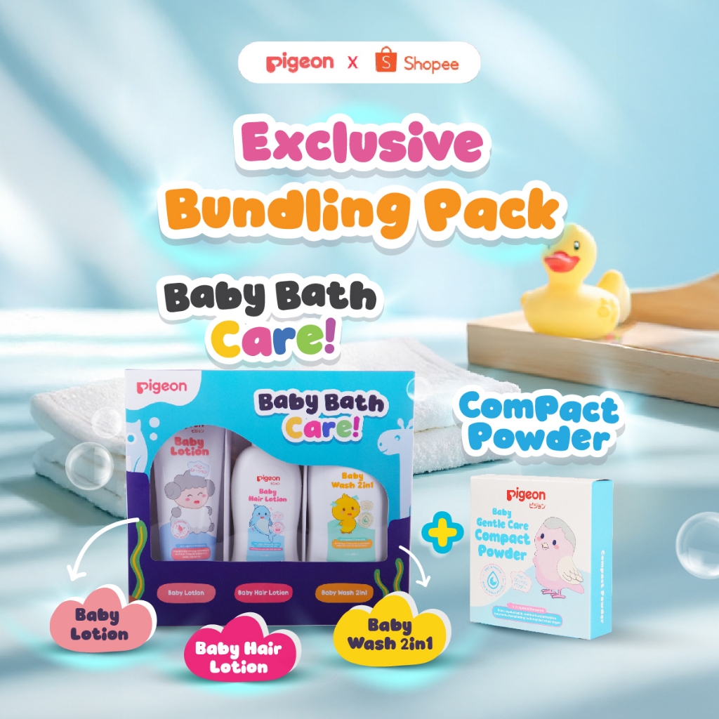 Pigeon Baby Bath Care Set | Travel Kit Baby | Paket Perlengkapan Mandi Bayi | Aman untuk Kulit Bayi 