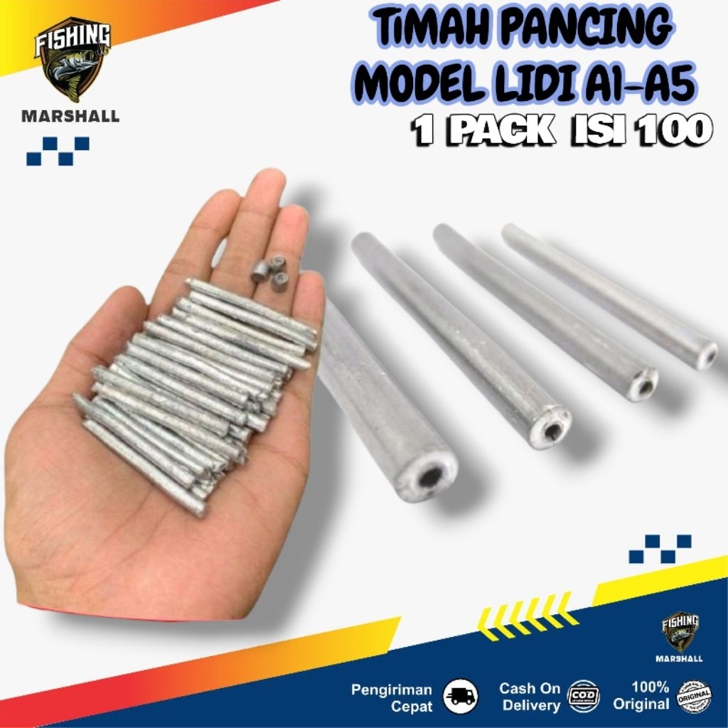 Timah Pancing Model Timah Lidi A1-A5 Pemberat Pancing 1 Pack 100 Pcs