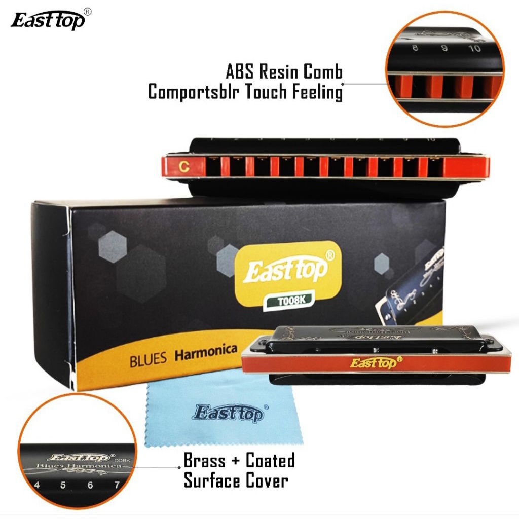 Harmonika Easttop Diatonic 10 Hole Harmonica Easttop T008K Black